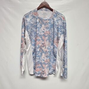 Huk Shirt Men's L Fishing Icon X Blue Camo Performance Long Sleeve Tide Change